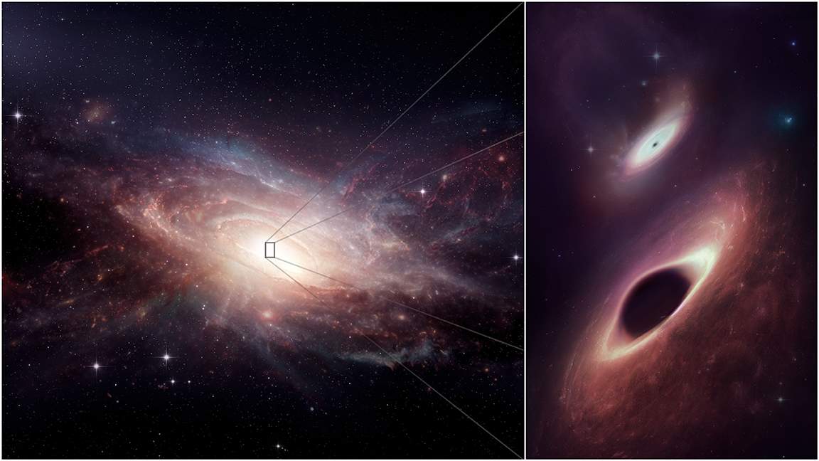 Пара черных дыр обнаружена слишком близко друг к другу в центре галактического слияния
